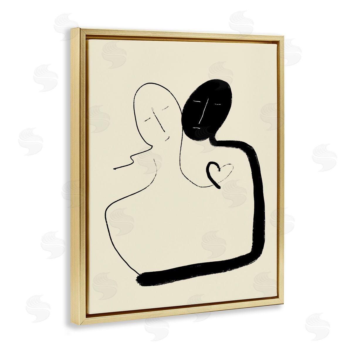 Bellassai Art Together Romantic Couple Gold Floating Frame Canvas Wall Art Print