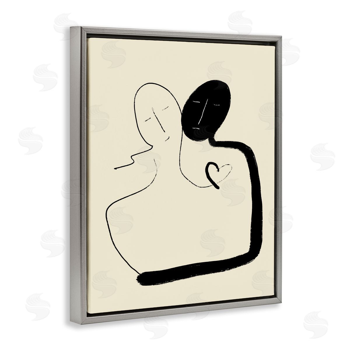 Bellassai Art Together Romantic Couple Gray Floating Frame Canvas Wall Art Print