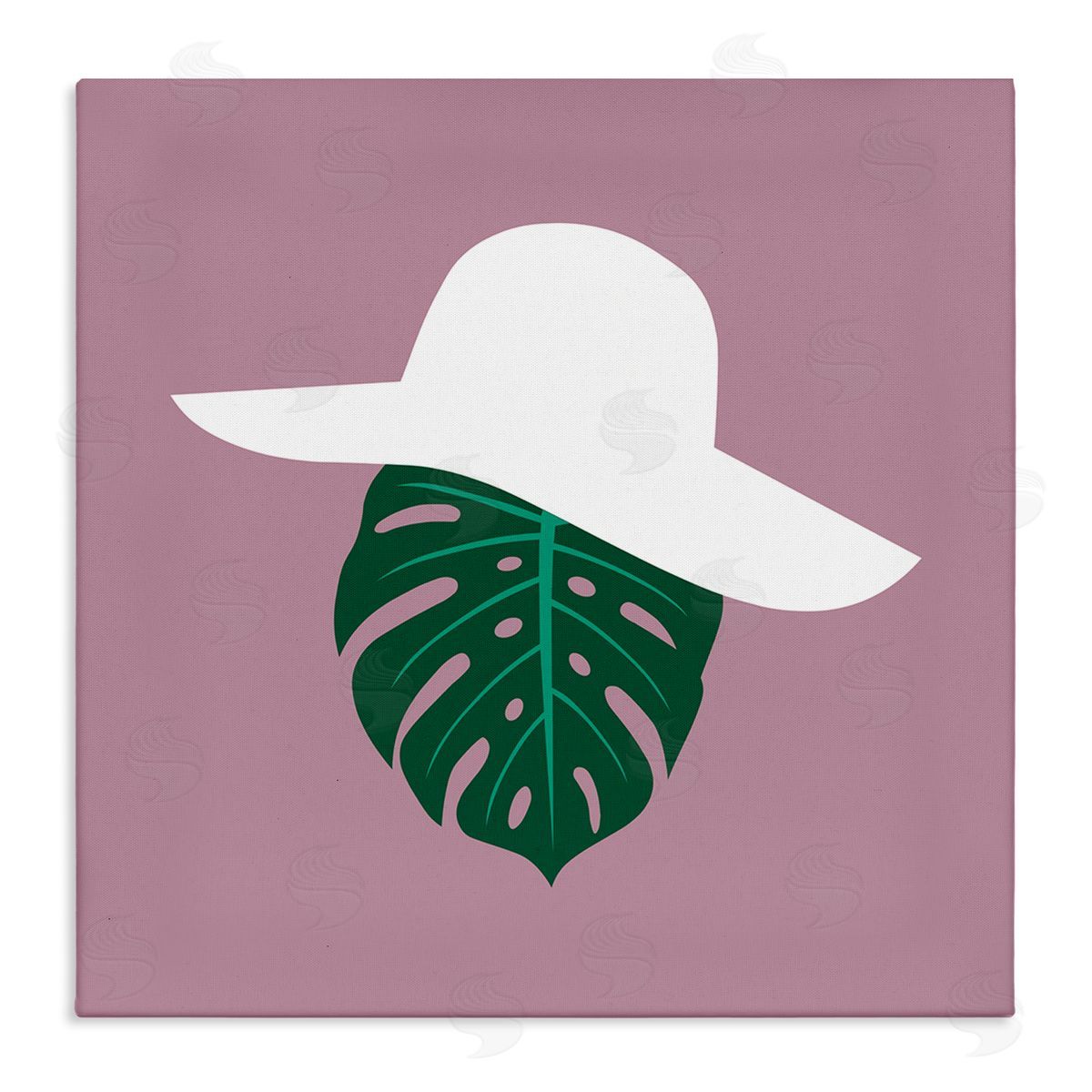 Bellassai Art Tropical Look Fashion Monstera Leaf Floppy Hat Stretched Canvas Wall Art Print