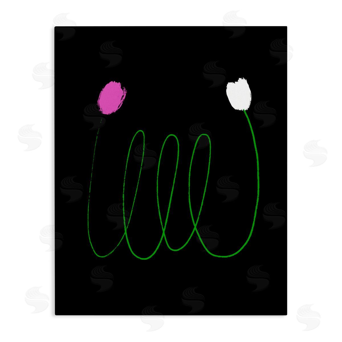 Bellassai Art Two Tulips Abstract Linework Canvas Wall Art Print