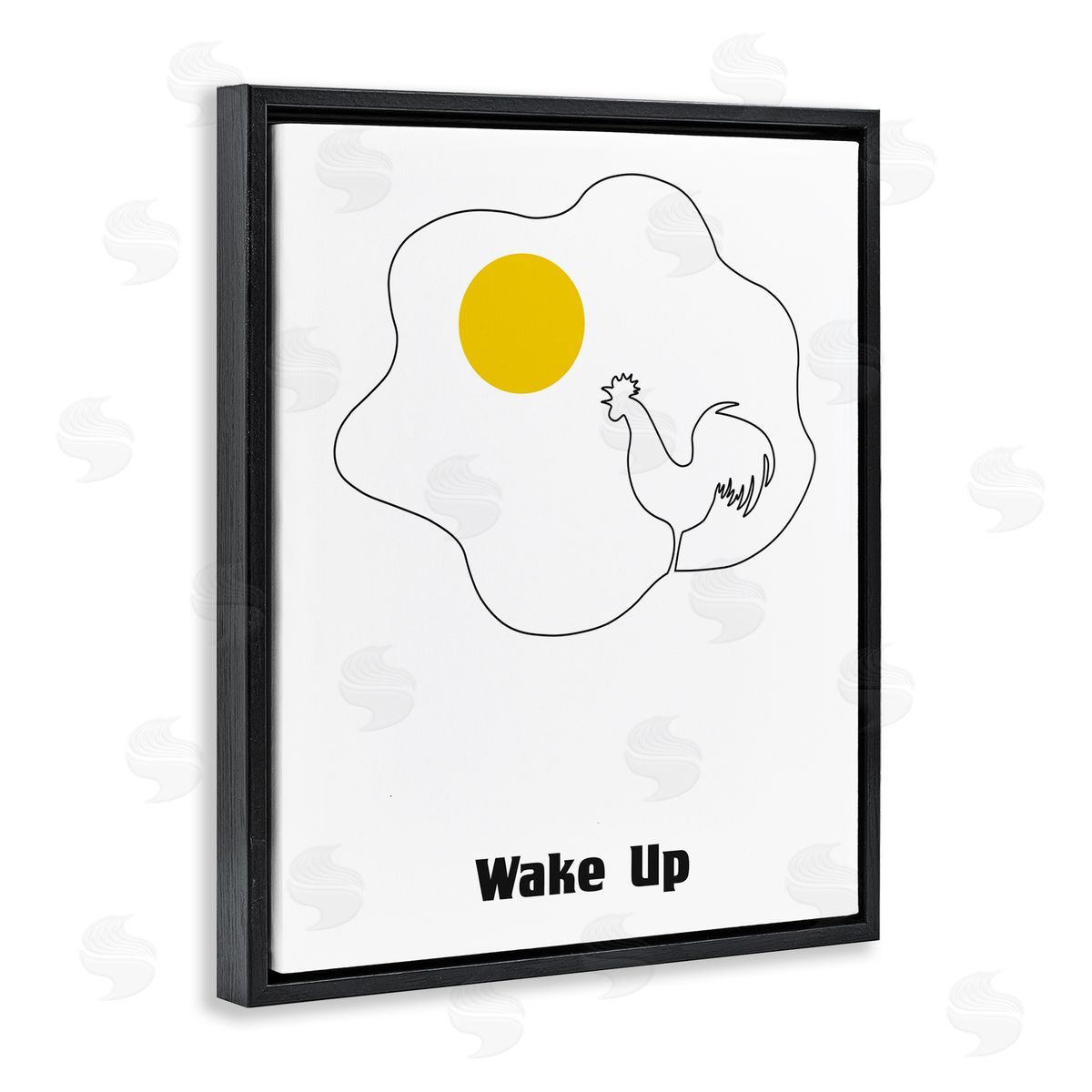 Bellassai Art Wake Up Fried Egg Black Floating Frame Canvas Wall Art Print