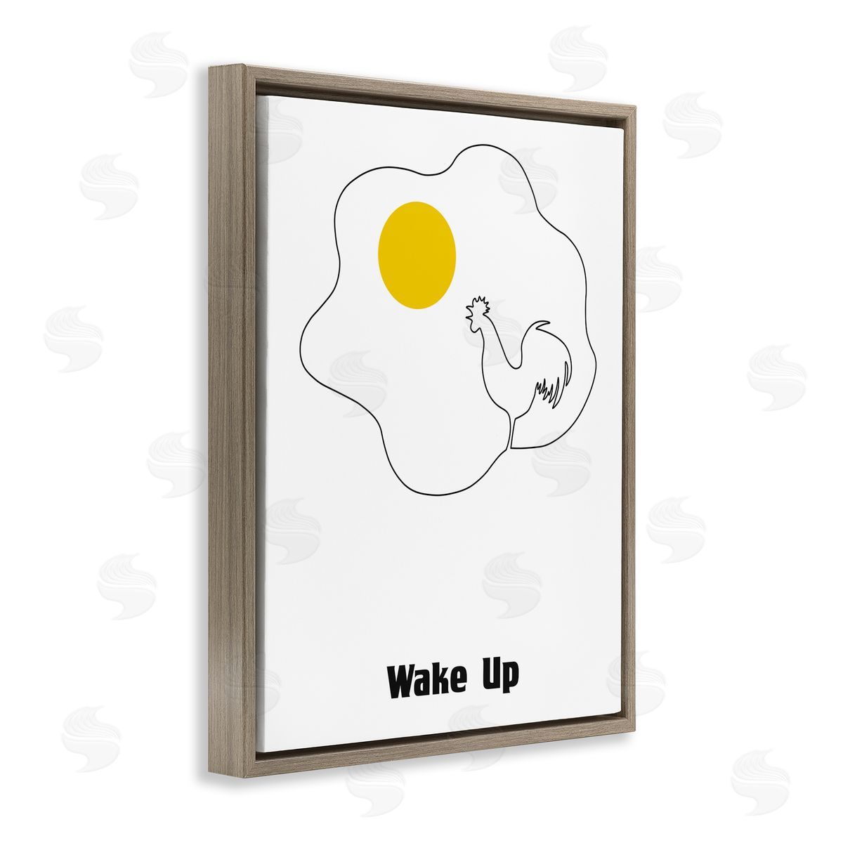 Bellassai Art Wake Up Fried Egg Brown Floating Frame Canvas Wall Art Print