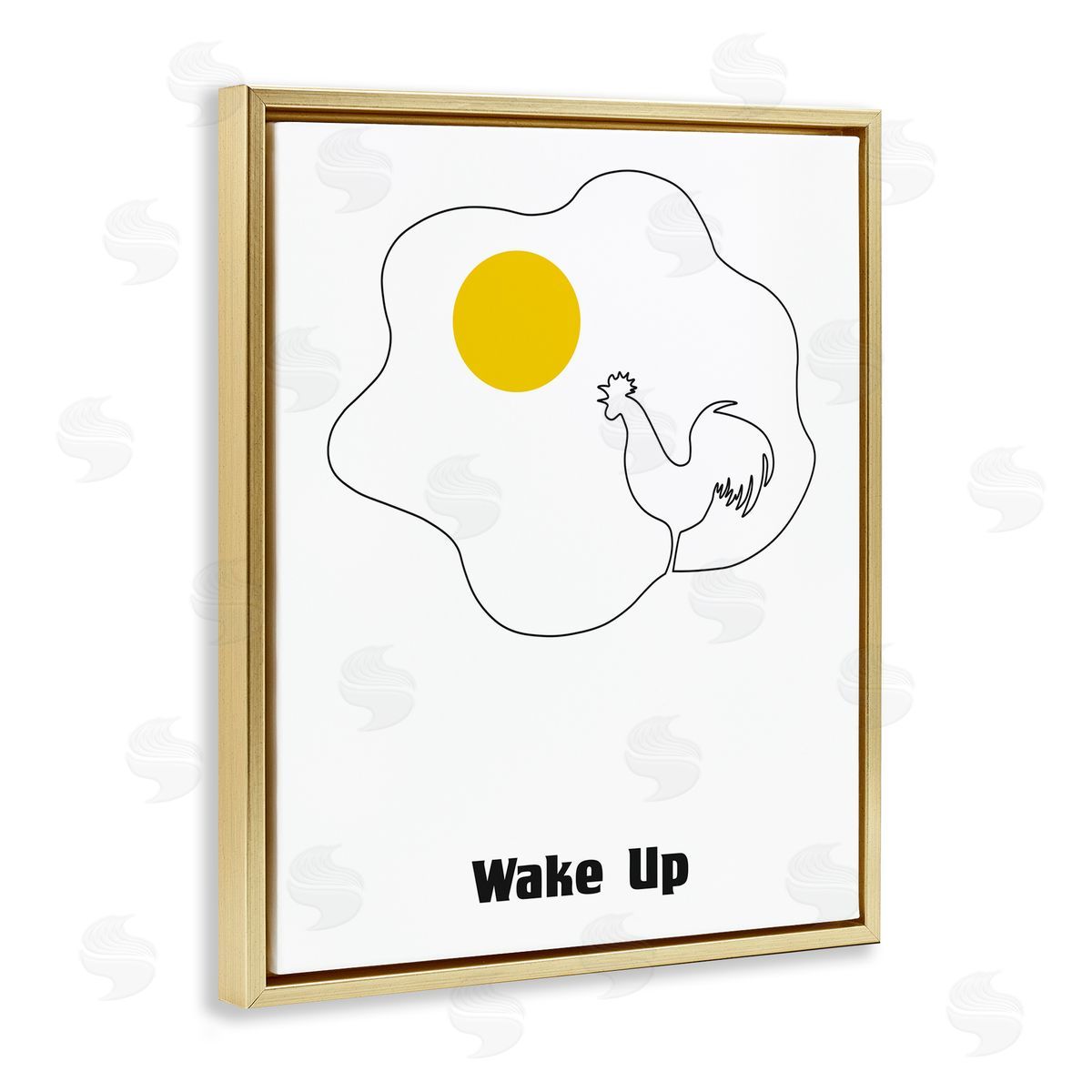 Bellassai Art Wake Up Fried Egg Gold Floating Frame Canvas Wall Art Print