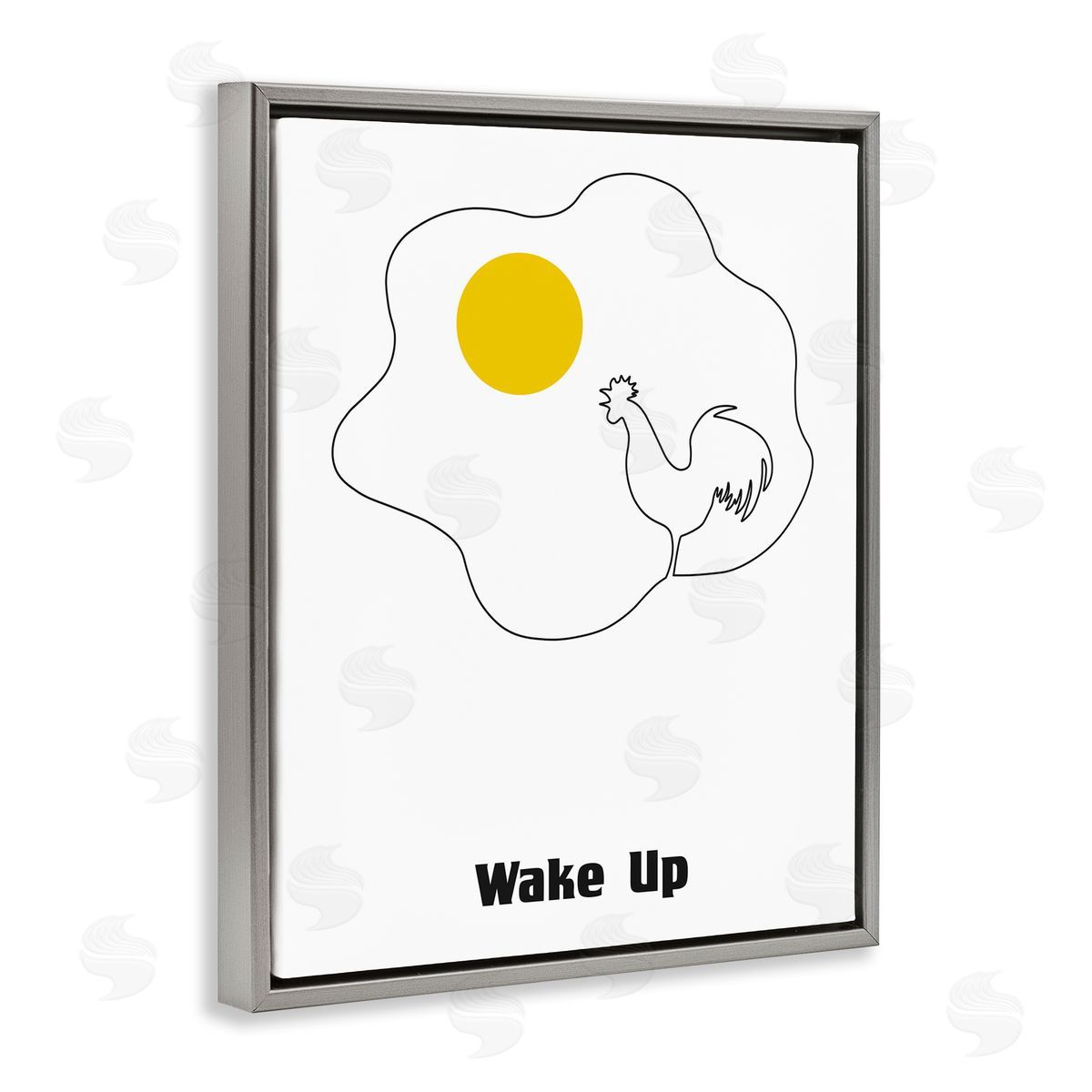 Bellassai Art Wake Up Fried Egg Gray Floating Frame Canvas Wall Art Print