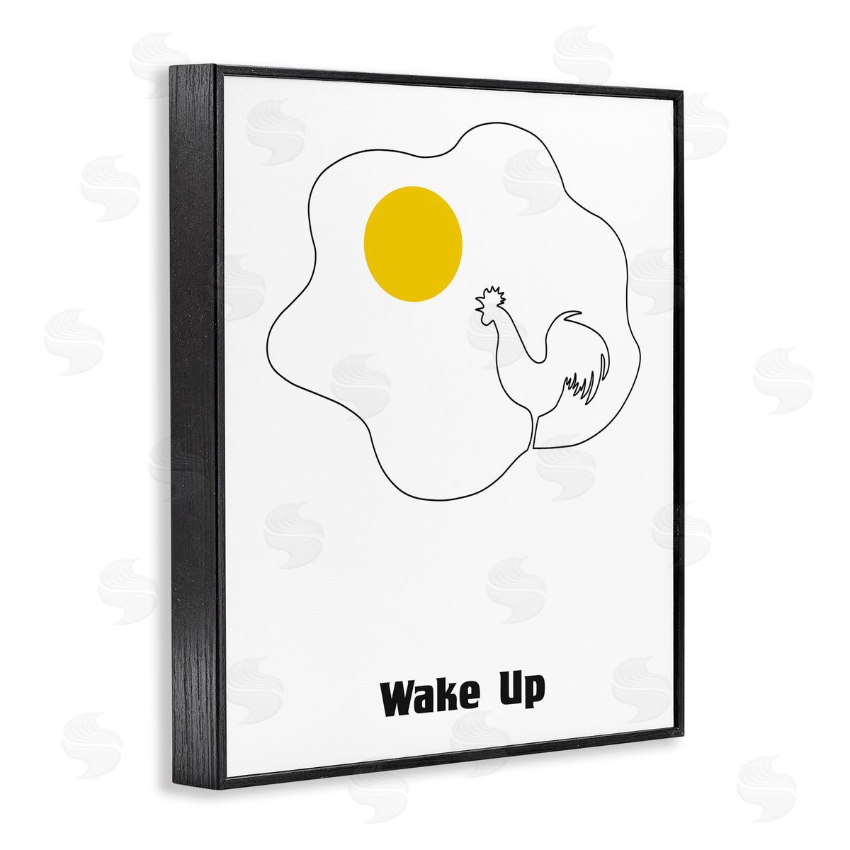 Bellassai Art Wake Up Fried Egg Black Frame Giclee Wall Art Print