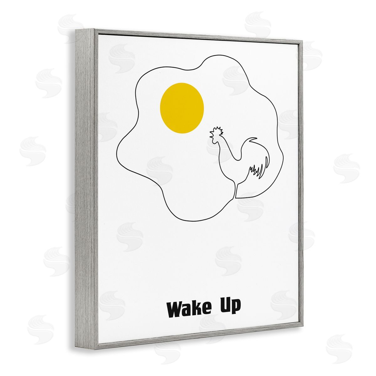 Bellassai Art Wake Up Fried Egg Gray Frame Giclee Wall Art Print