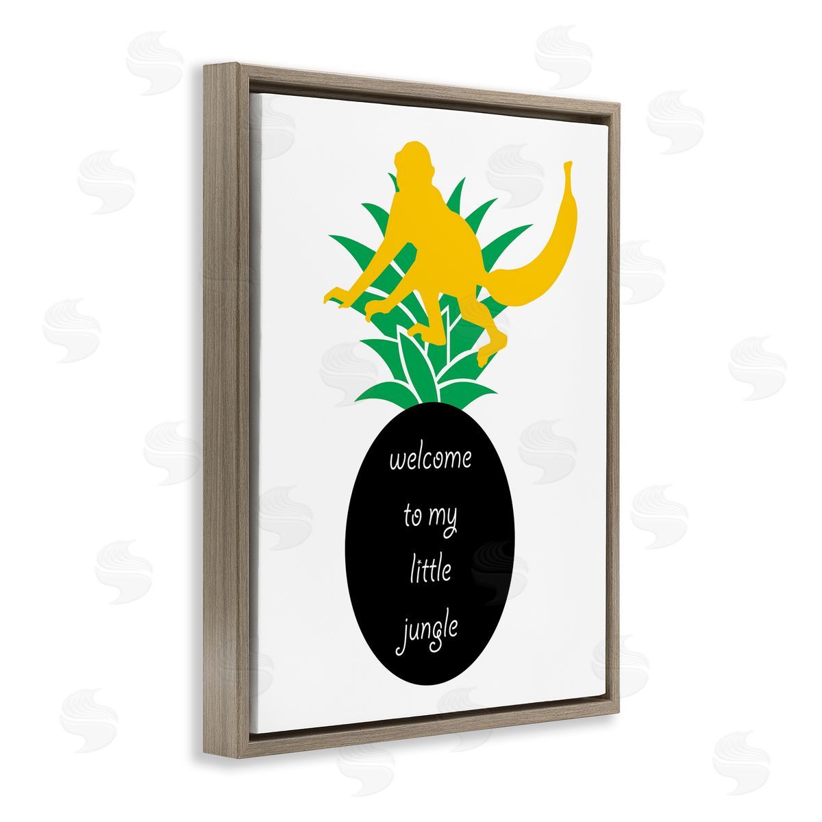 Bellassai Art Welcome To My Little Jungle Brown Floating Frame Canvas Wall Art Print