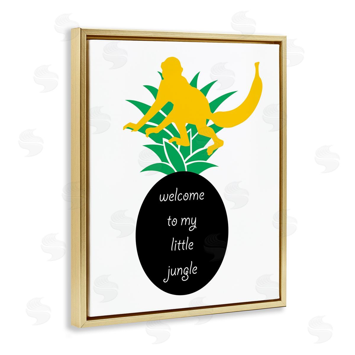 Bellassai Art Welcome To My Little Jungle Gold Floating Frame Canvas Wall Art Print