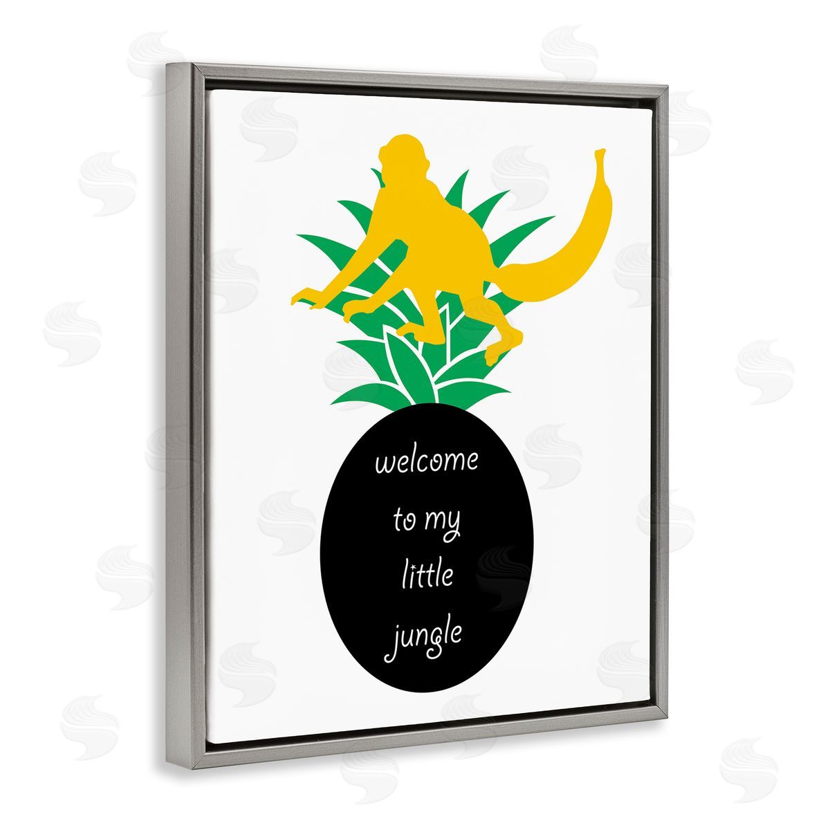 Bellassai Art Welcome To My Little Jungle Gray Floating Frame Canvas Wall Art Print
