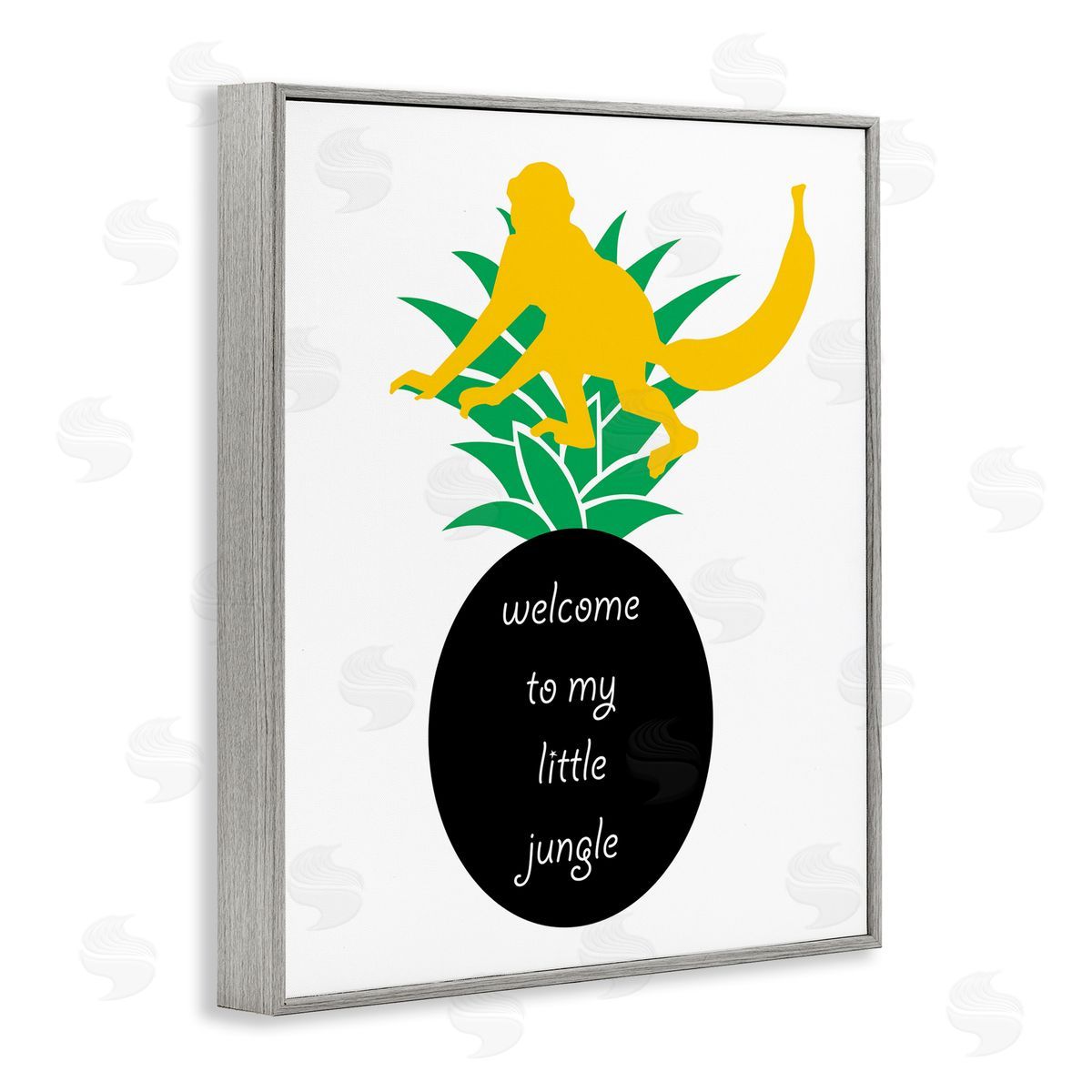 Bellassai Art Welcome To My Little Jungle Gray Frame Giclee Wall Art Print