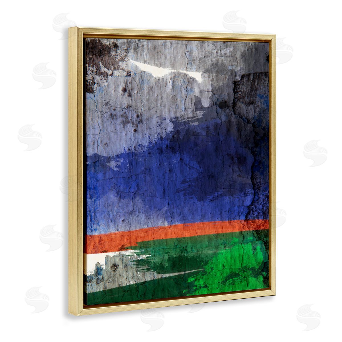 Bellassai Art Abstract Landscape Dark Storm Gold Floating Frame Canvas Wall Art Print