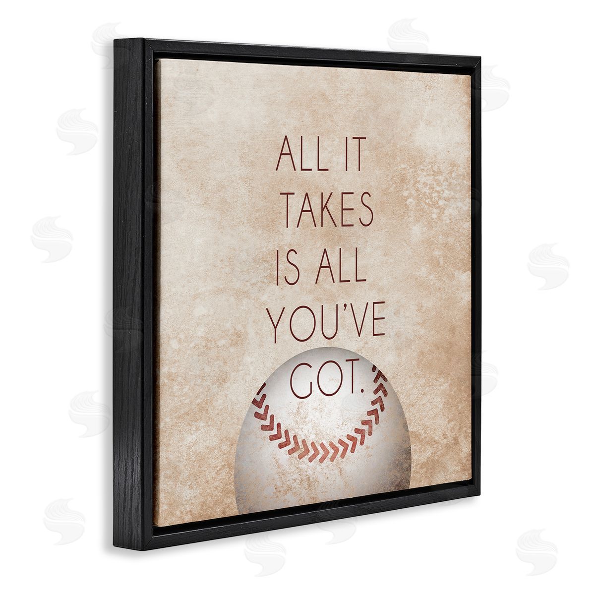SD Graphics Studio Takes All You've Got Phrase Sports Baseball Brown Black Floating Frame Canvas Wall Art Print