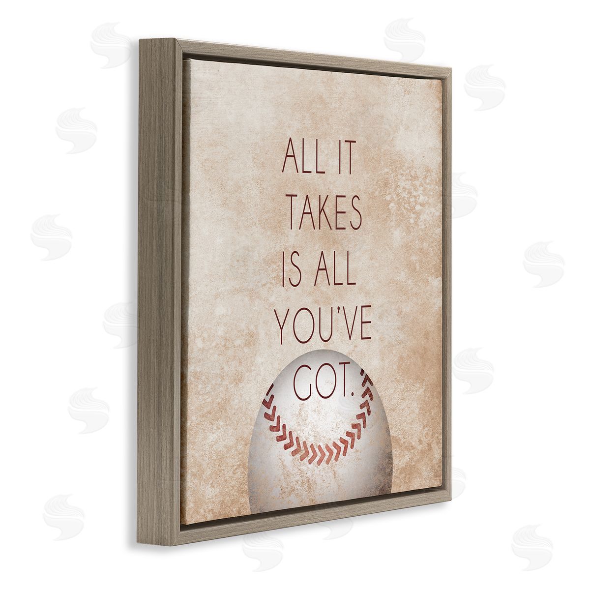 SD Graphics Studio Takes All You've Got Phrase Sports Baseball Brown Brown Floating Frame Canvas Wall Art Print