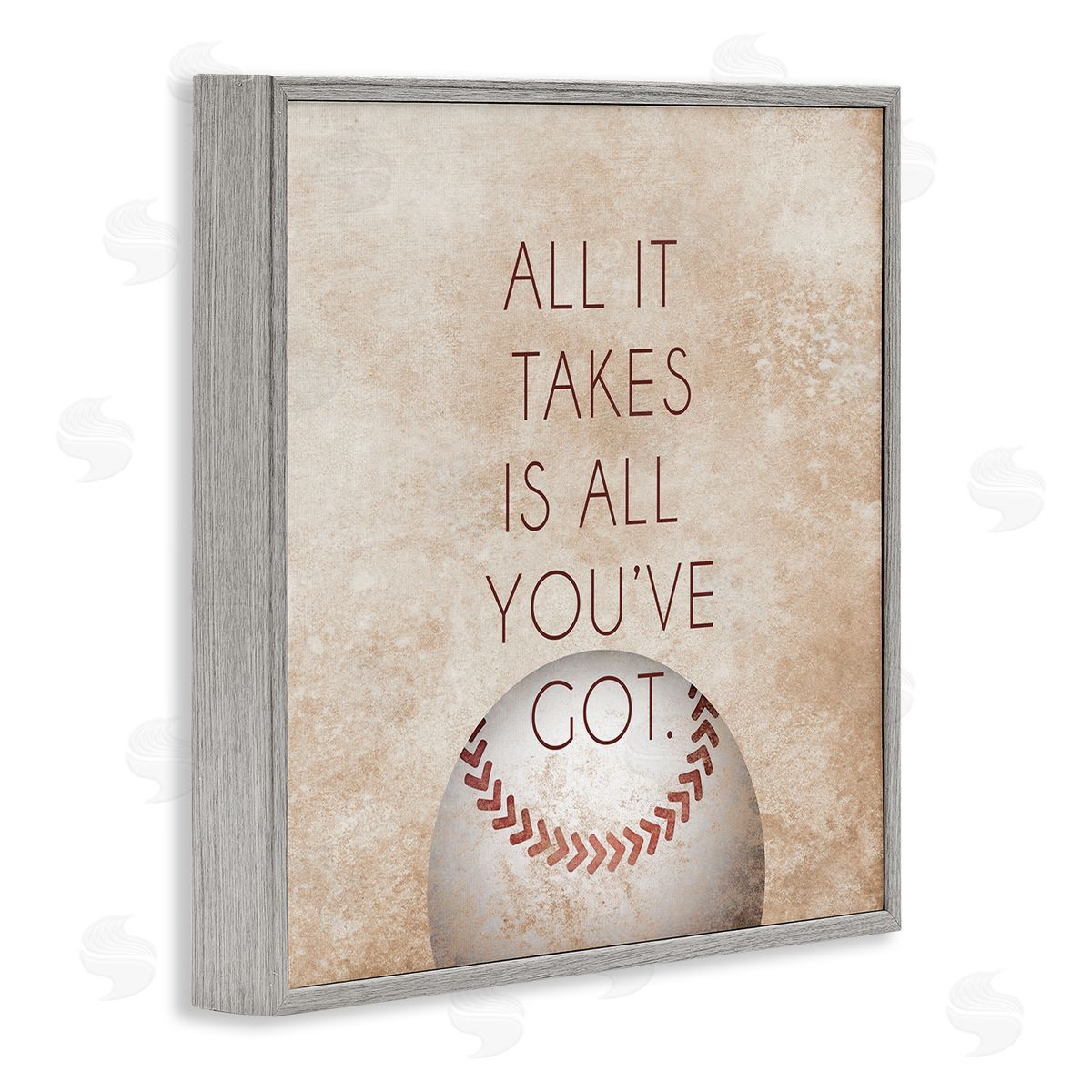 SD Graphics Studio Takes All You've Got Phrase Sports Baseball Brown Gray Framed Glicee Wall Art Print
