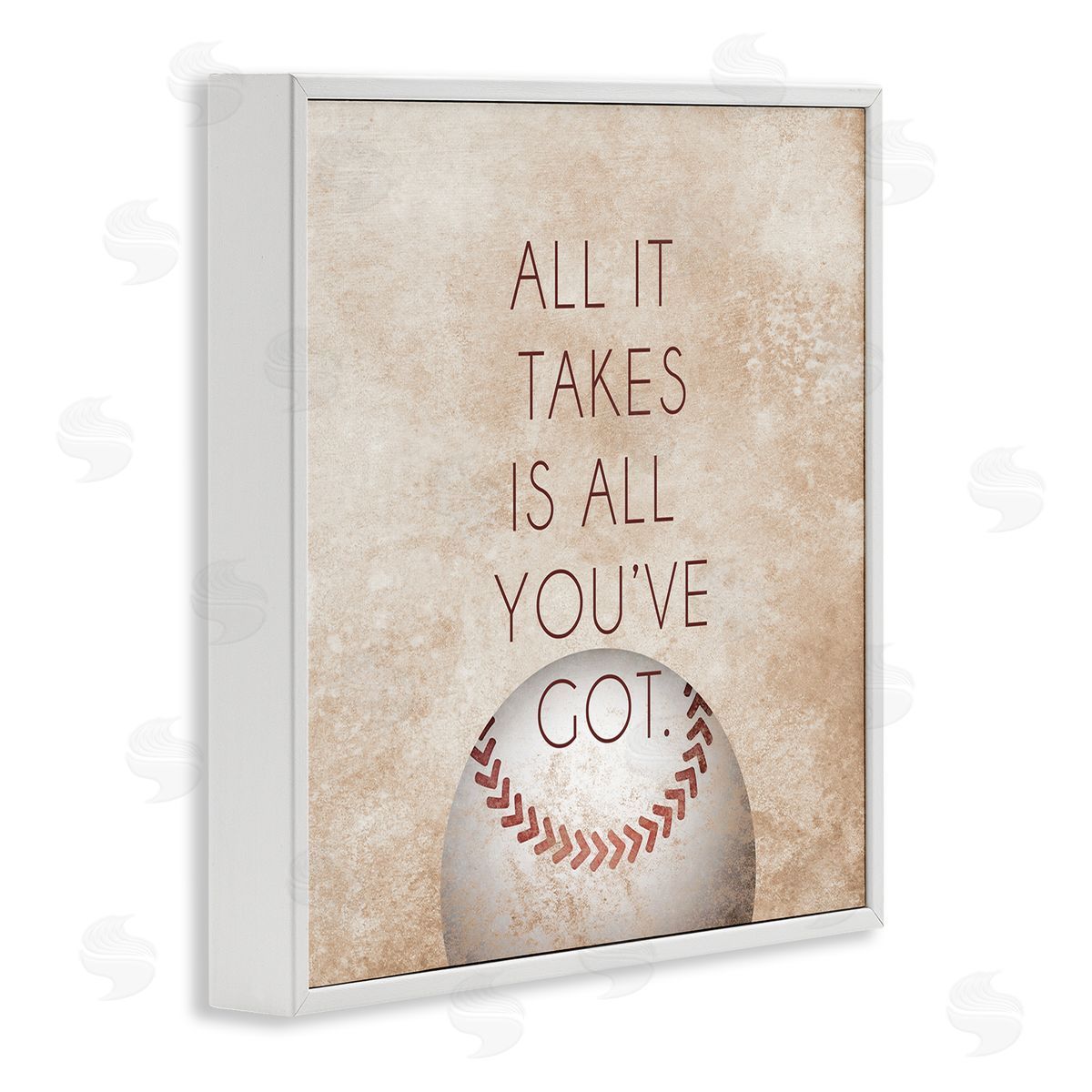 SD Graphics Studio Takes All You've Got Phrase Sports Baseball Brown White Framed Glicee Wall Art Print
