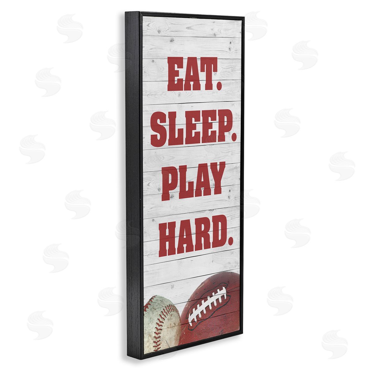 Eat Sleep Play Hard Sports Black Frame Print Wall Art, Home Decor by Andi Metz