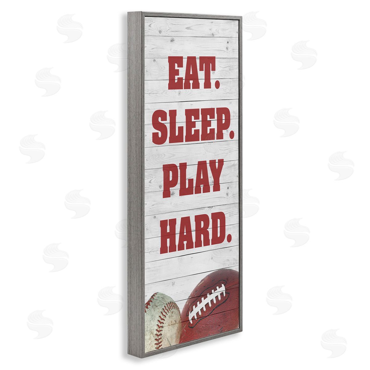 Eat Sleep Play Hard Sports Grey Frame Print Wall Art, Home Decor by Andi Metz