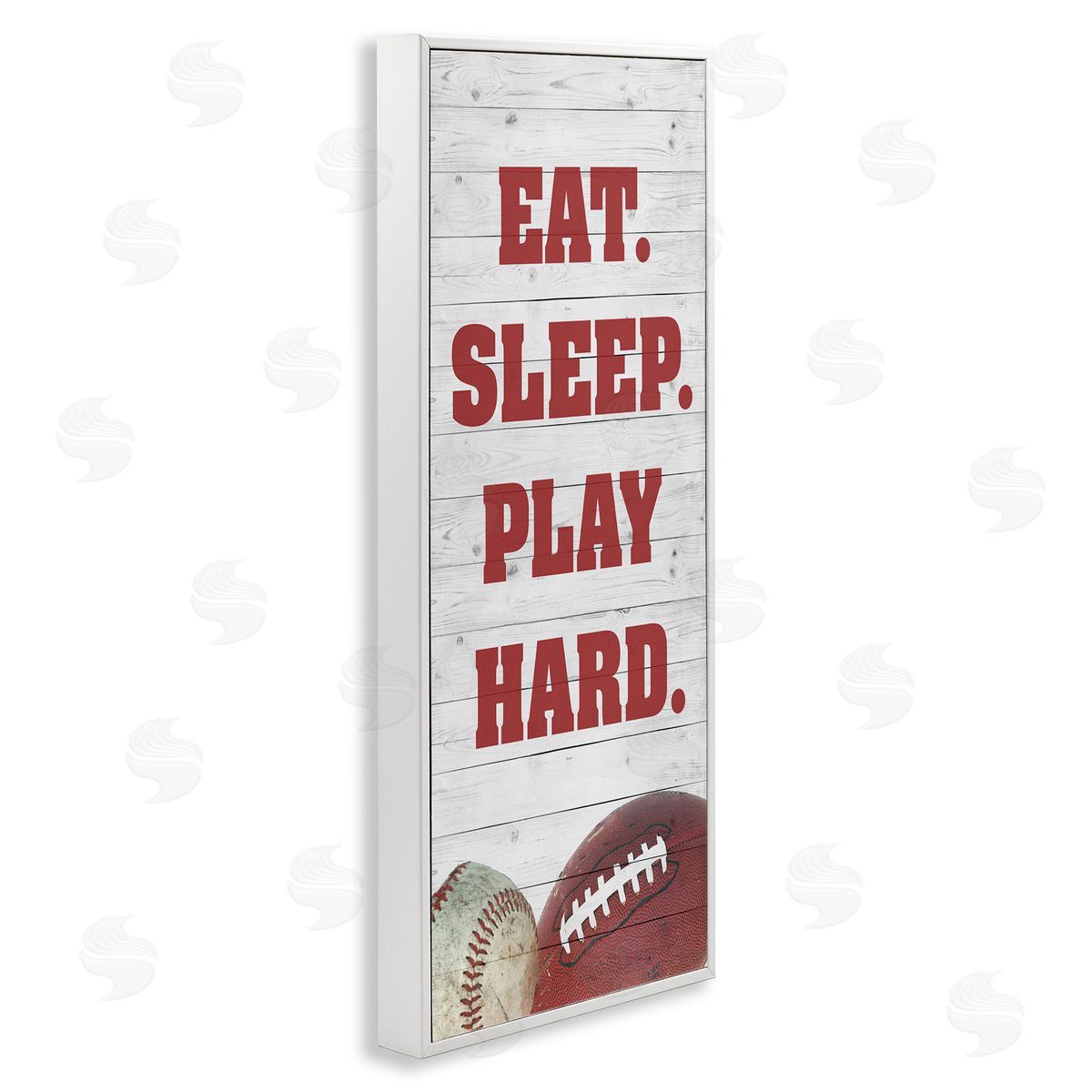 Eat Sleep Play Hard Sports White Frame Print Wall Art, Home Decor by Andi Metz