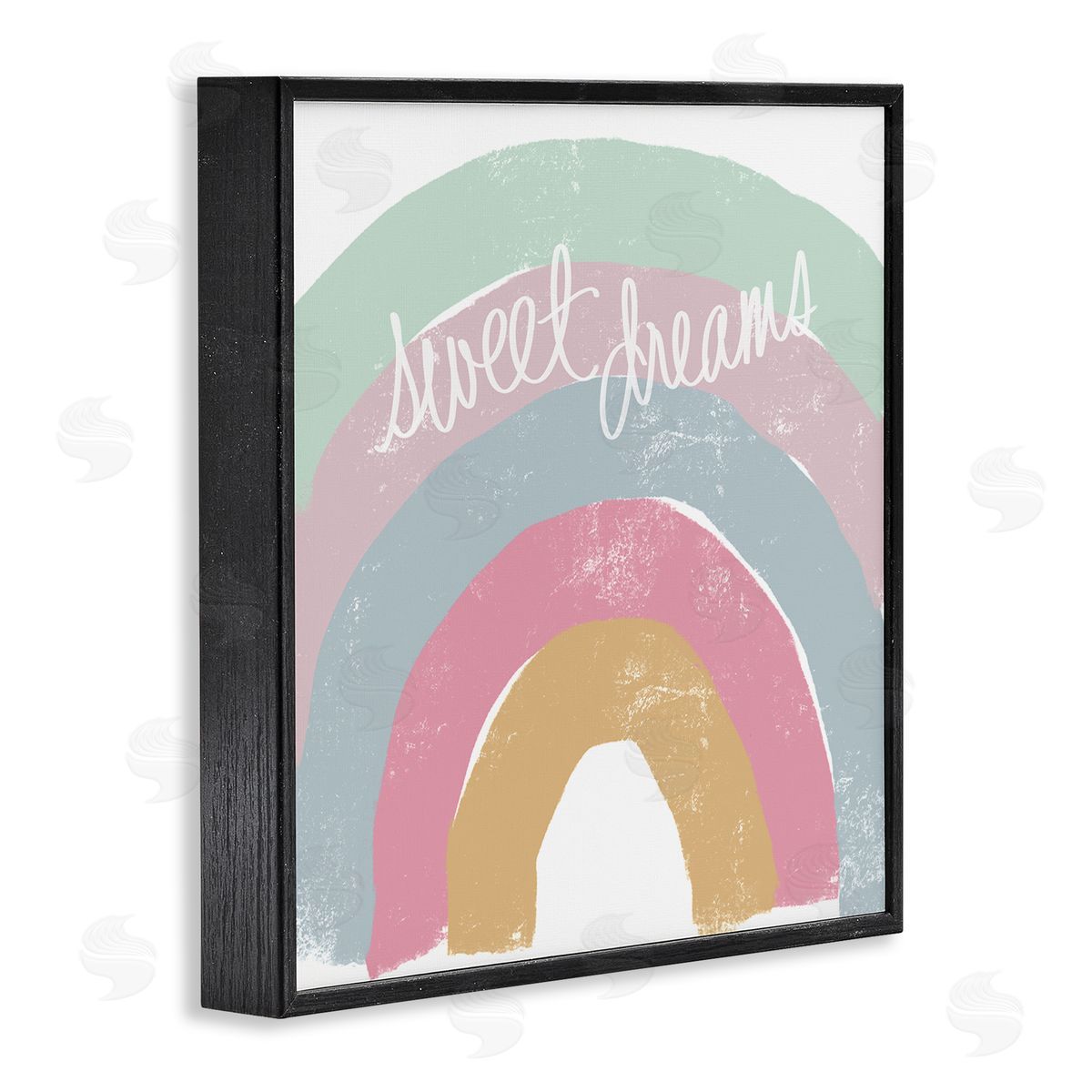 Emily Navas Sweet Dreams Phrase Cool Tone Pastel Rainbow Black Framed Glicee Wall Art Print