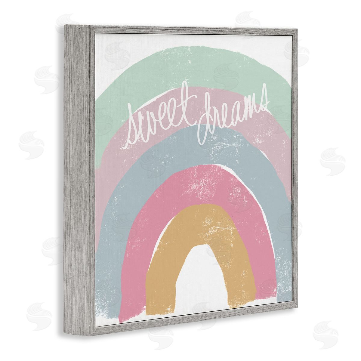 Emily Navas Sweet Dreams Phrase Cool Tone Pastel Rainbow Gray Framed Glicee Wall Art Print