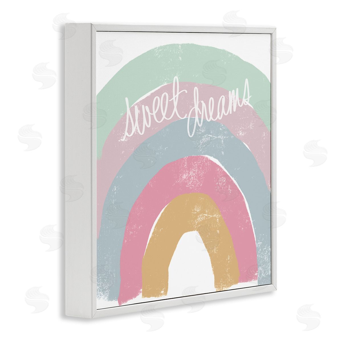 Emily Navas Sweet Dreams Phrase Cool Tone Pastel Rainbow White Framed Glicee Wall Art Print