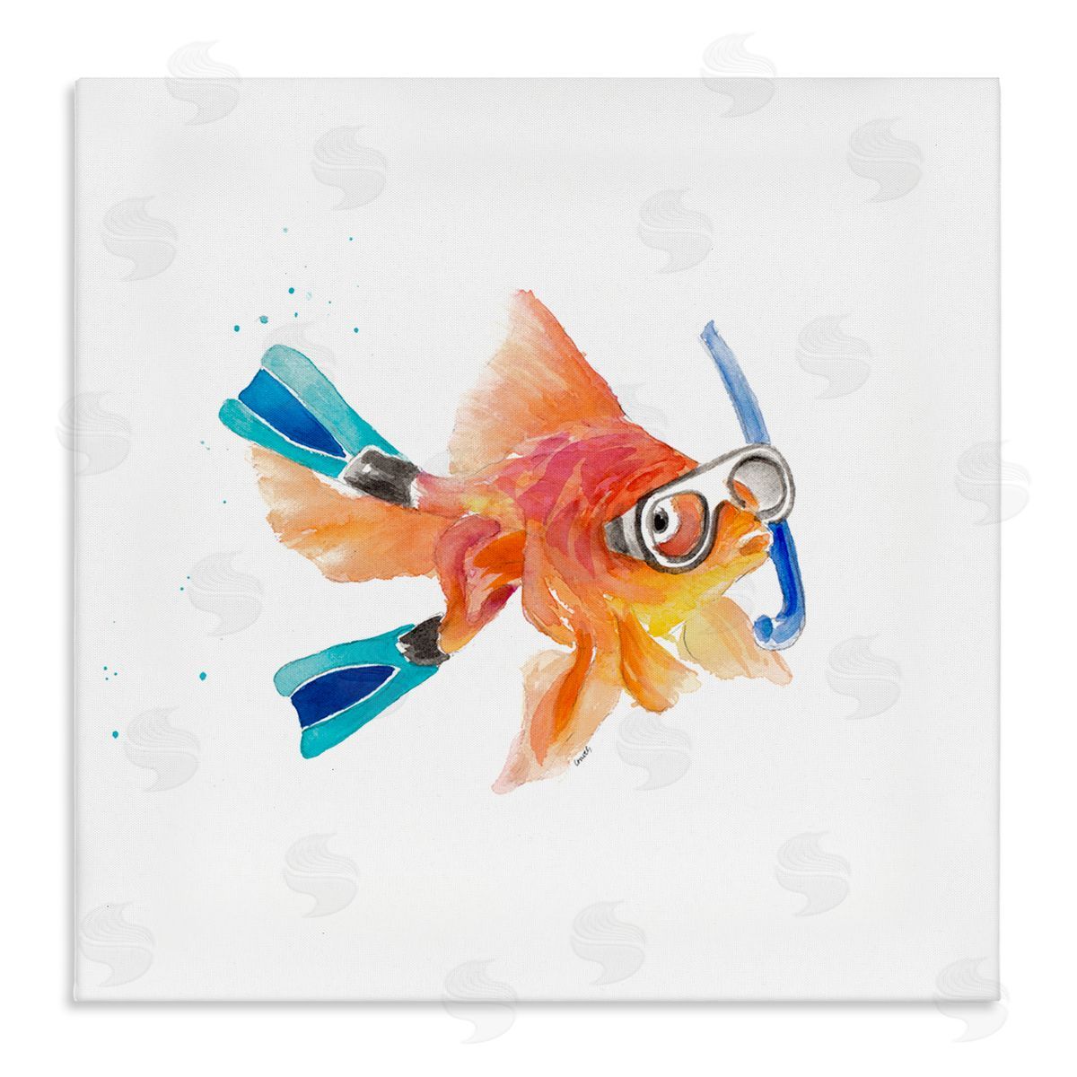 Goldfish Pet Snorkel Gear Canvas Wall Art, Home Decor by Lanie Loreth