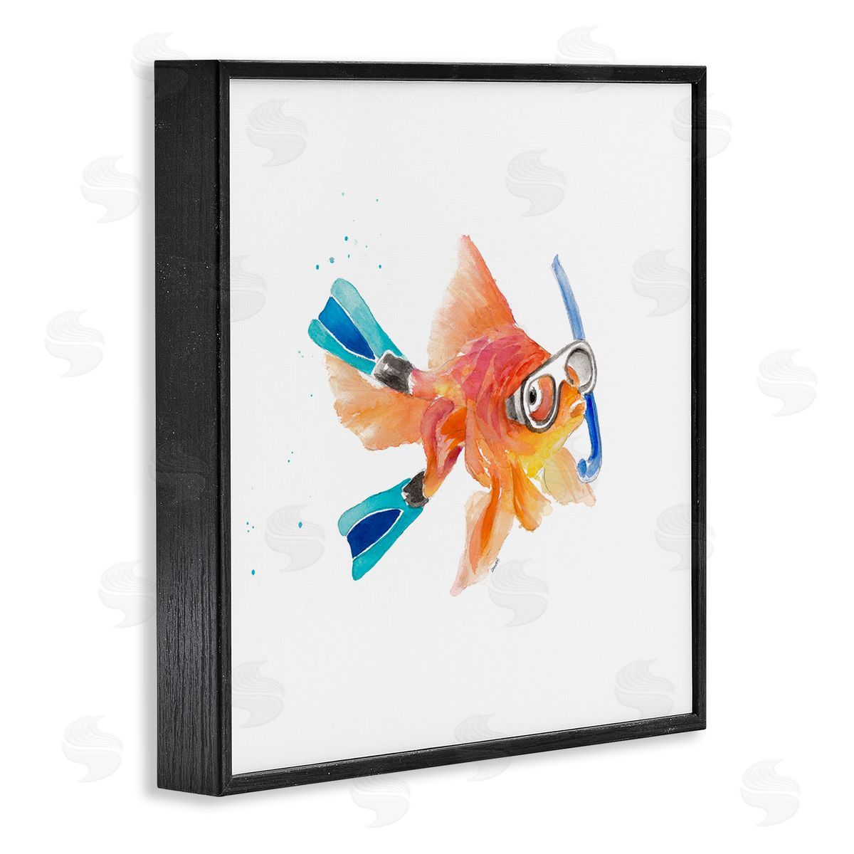 Goldfish Pet Snorkel Gear Black Frame Print Wall Art, Home Decor by Lanie Loreth