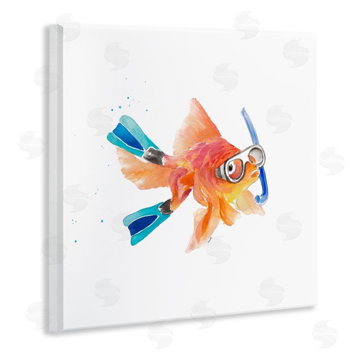 Goldfish Pet Snorkel Gear Wood Plaque Wall Art, Home Decor by Lanie Loreth