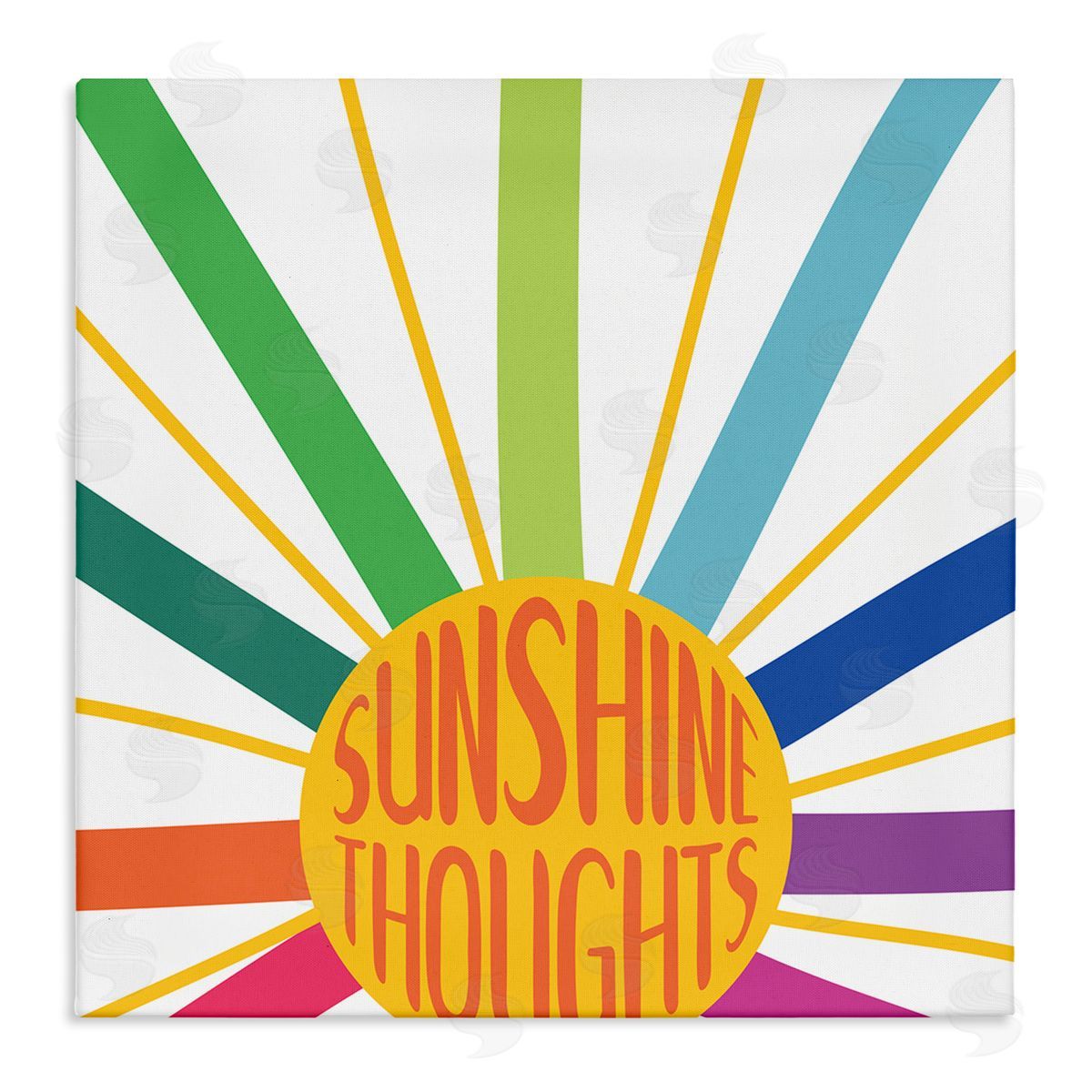 SD Graphics Studio Sunshine Thoughts Phrase Rainbow Sunrise Striped Rays Stretched Canvas Wall Art Print