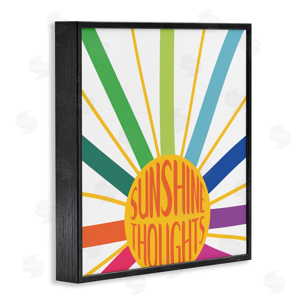 SD Graphics Studio Sunshine Thoughts Phrase Rainbow Sunrise Striped Rays Black Framed Glicee Wall Art Print