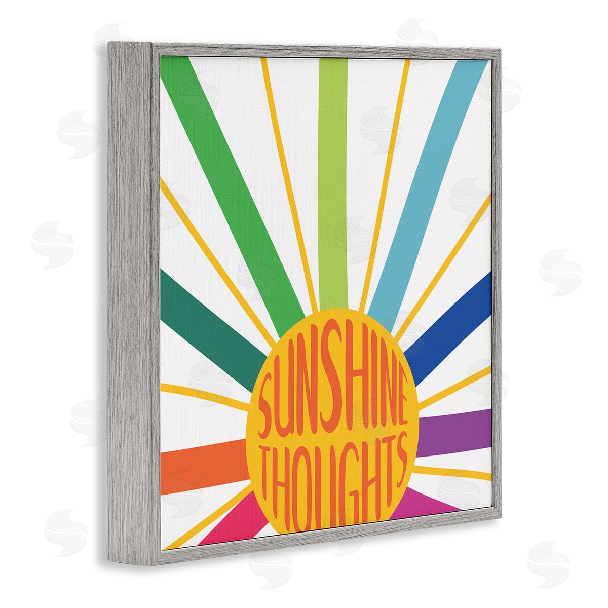 SD Graphics Studio Sunshine Thoughts Phrase Rainbow Sunrise Striped Rays Gray Framed Glicee Wall Art Print