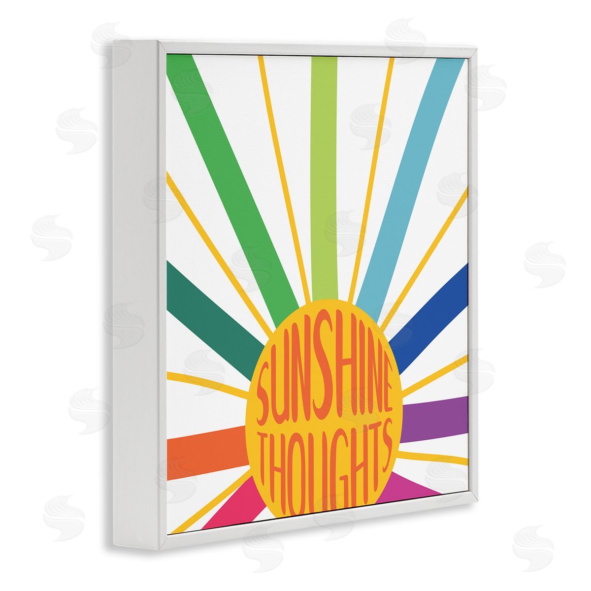 SD Graphics Studio Sunshine Thoughts Phrase Rainbow Sunrise Striped Rays White Framed Glicee Wall Art Print