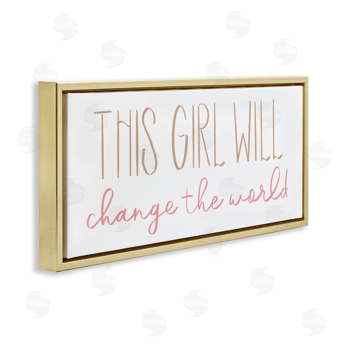 Girl Power Motivational Phrase Gold Floating Frame Canvas Wall Art, Home Decor by Sd Graphics Studio