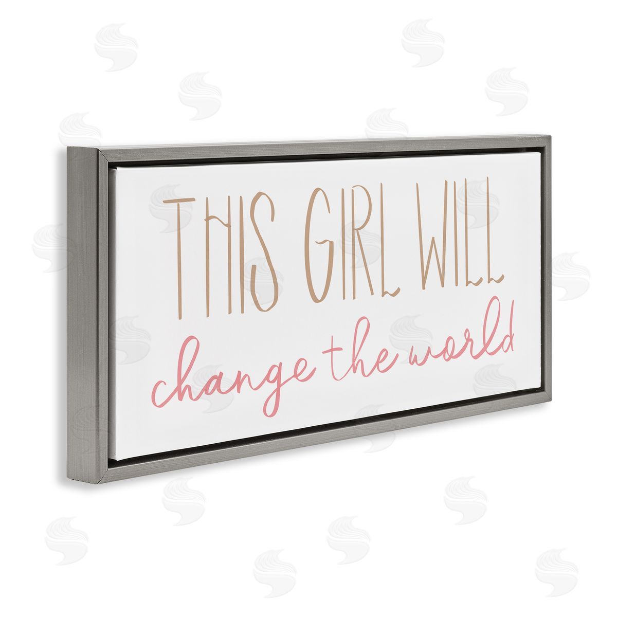 Girl Power Motivational Phrase Grey Floating Frame Canvas Wall Art, Home Decor by Sd Graphics Studio