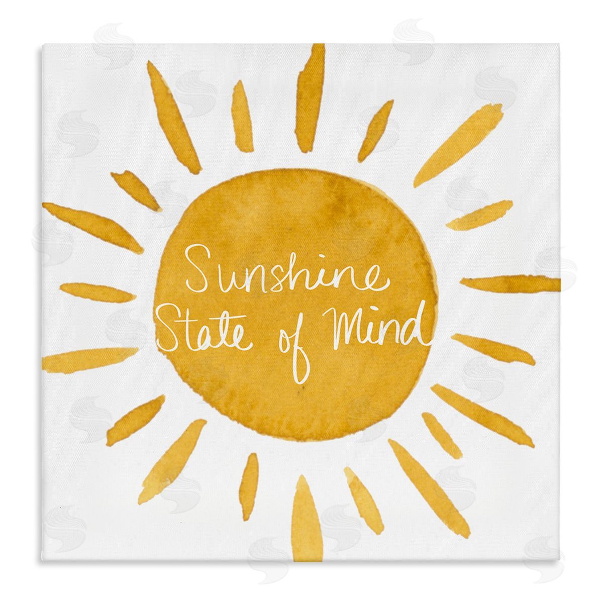 Lucille Price Sunshine State of Mind Phrase Big Bold Sun Stretched Canvas Wall Art Print