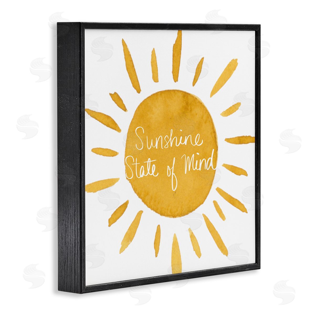 Lucille Price Sunshine State of Mind Phrase Big Bold Sun Black Framed Glicee Wall Art Print
