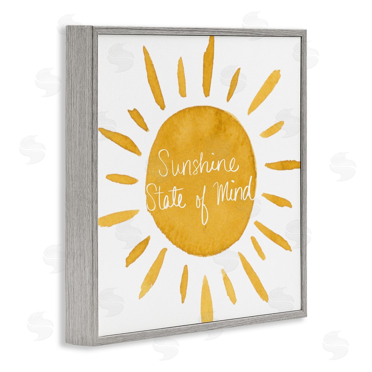 Lucille Price Sunshine State of Mind Phrase Big Bold Sun Gray Framed Glicee Wall Art Print