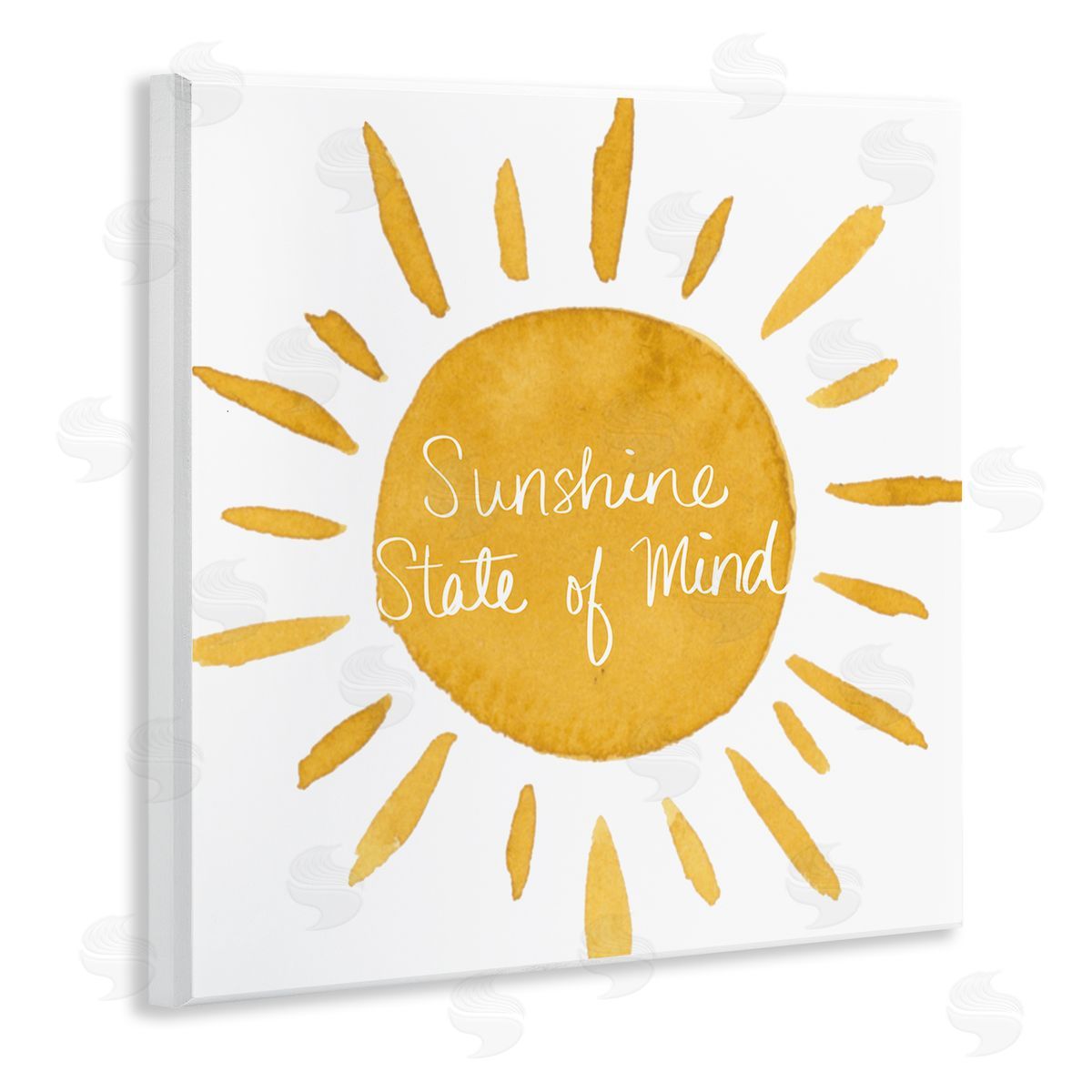 Lucille Price Sunshine State of Mind Phrase Big Bold Sun Wooden Wall Plaque Art Print