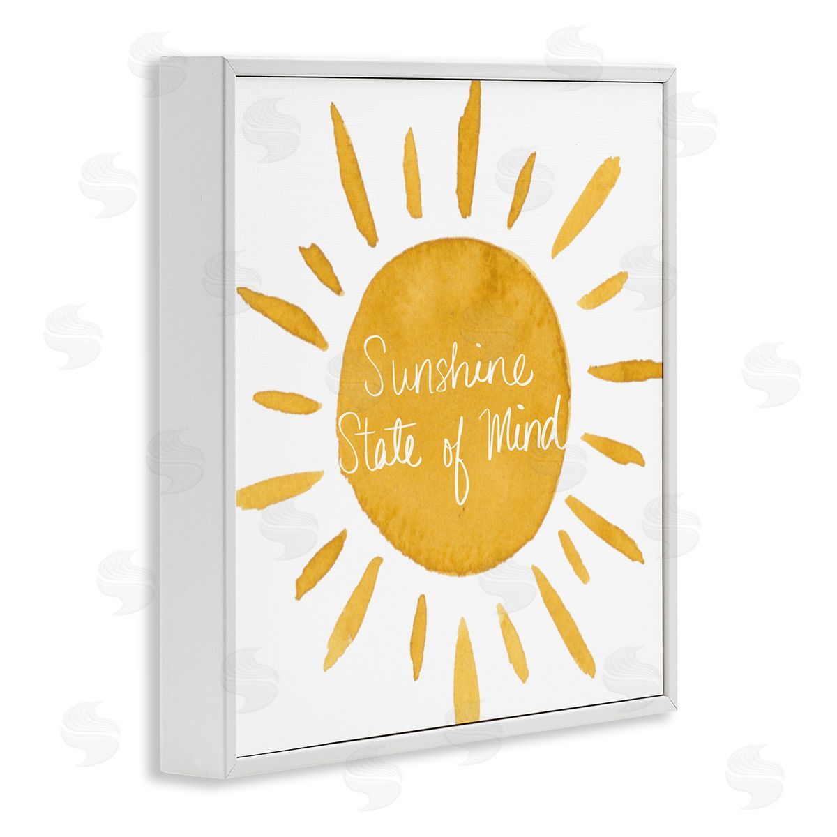 Lucille Price Sunshine State of Mind Phrase Big Bold Sun White Framed Glicee Wall Art Print