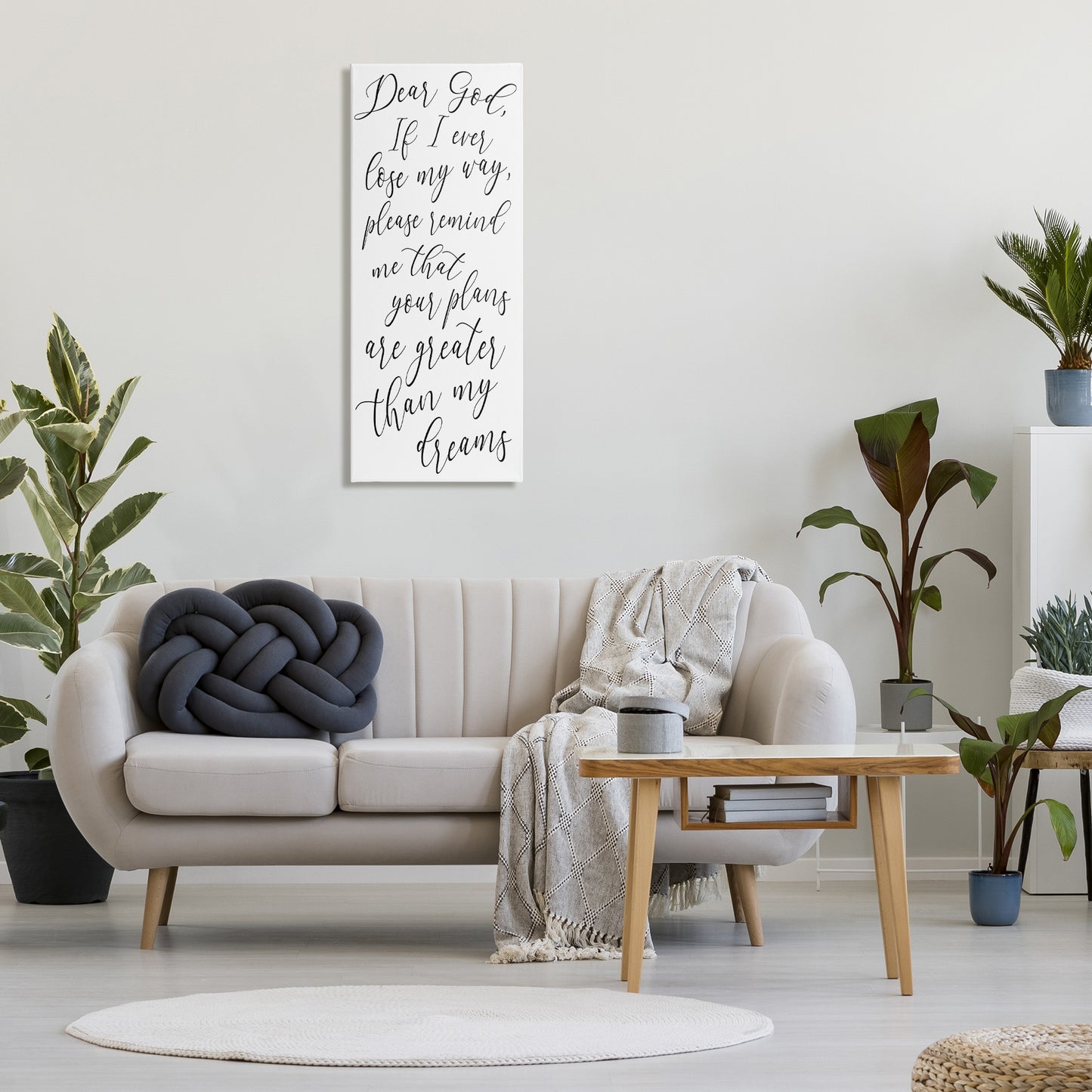 Dear God Motivational Phrase Canvas Wall Art in Room, Home Decor by Anna Quach