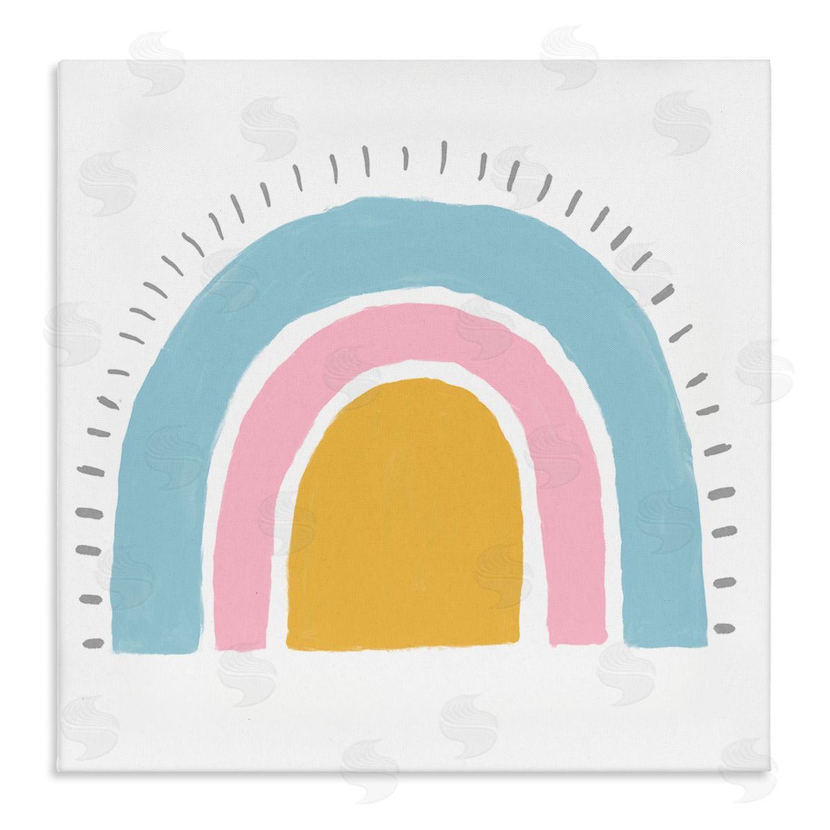 Kali Wilson Sunrise Rainbow Shape Blue Pink Yellow Sky Stretched Canvas Wall Art Print