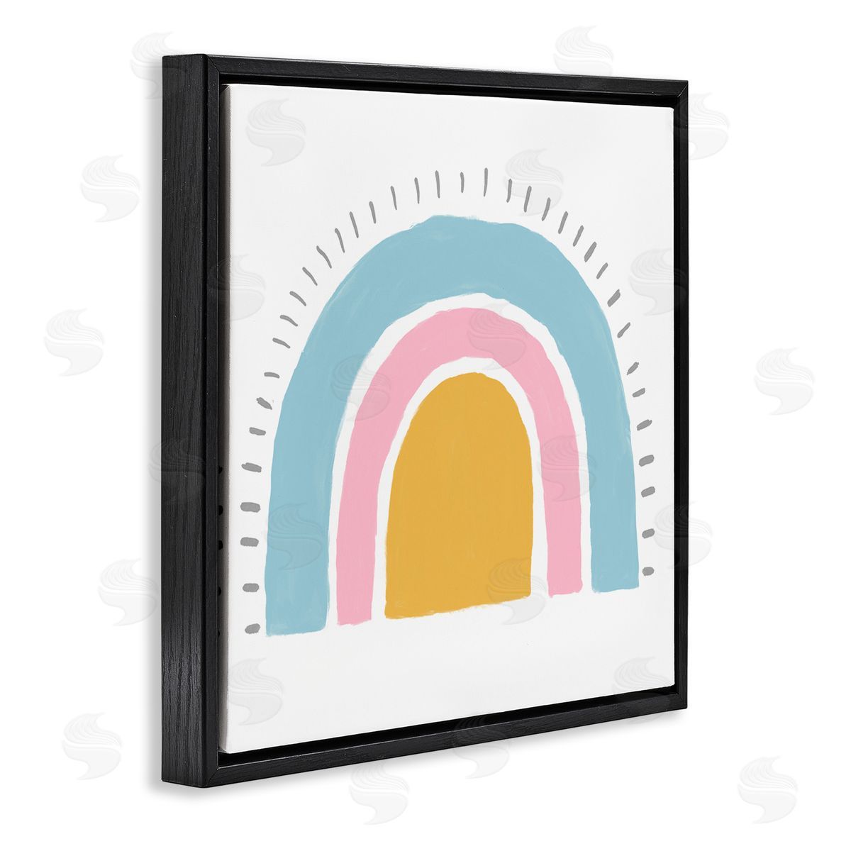 Kali Wilson Sunrise Rainbow Shape Blue Pink Yellow Sky Black Floating Frame Canvas Wall Art Print