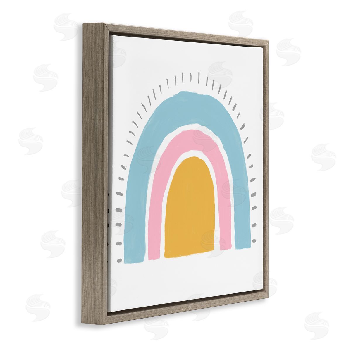 Kali Wilson Sunrise Rainbow Shape Blue Pink Yellow Sky Brown Floating Frame Canvas Wall Art Print