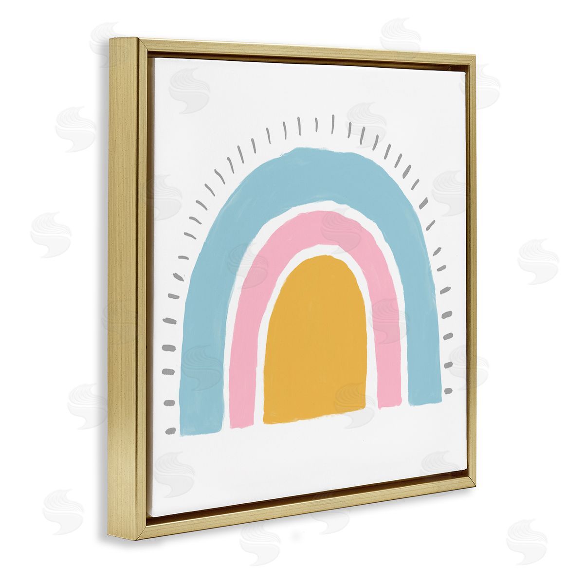 Kali Wilson Sunrise Rainbow Shape Blue Pink Yellow Sky Gold Floating Frame Canvas Wall Art Print