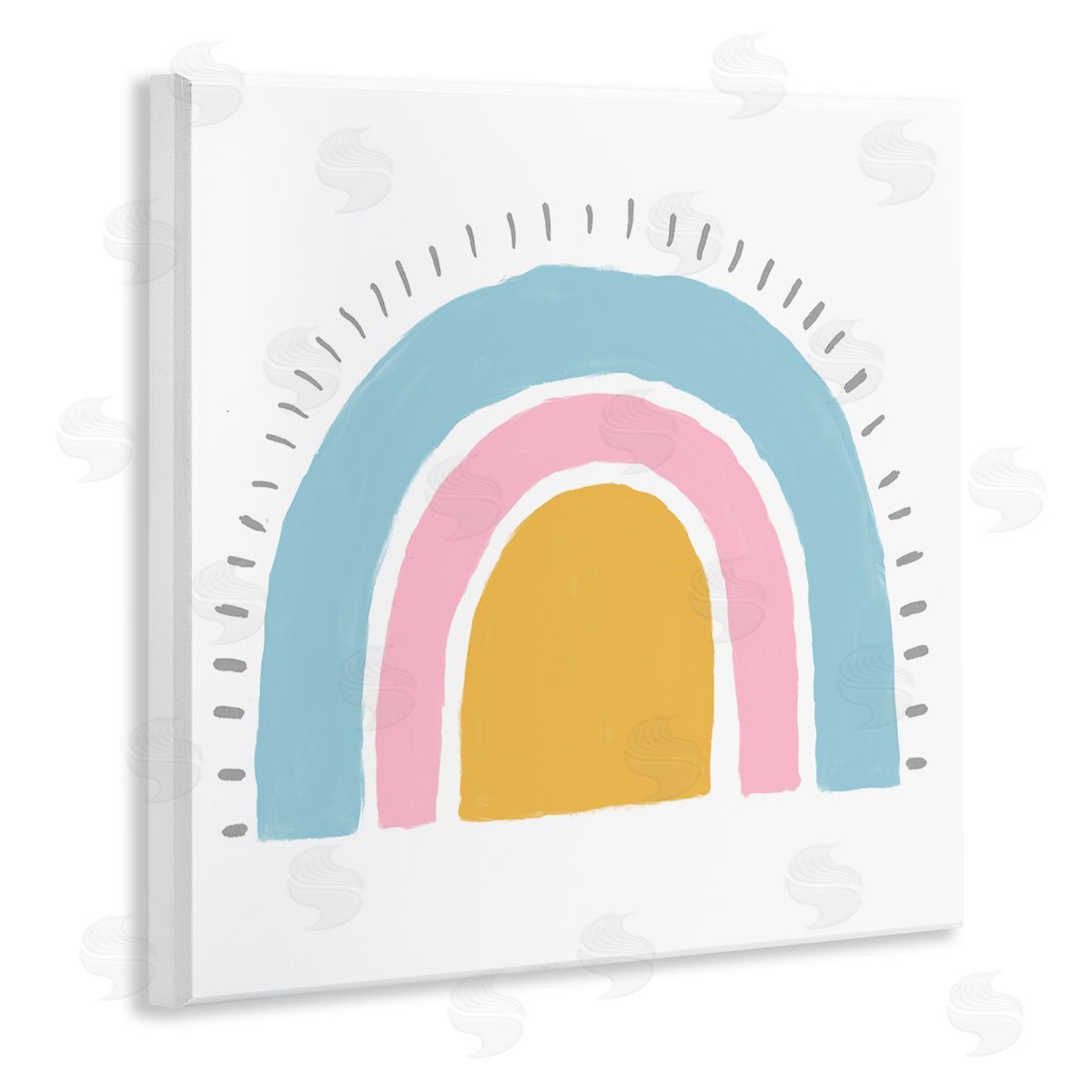 Kali Wilson Sunrise Rainbow Shape Blue Pink Yellow Sky Wooden Wall Plaque Art Print