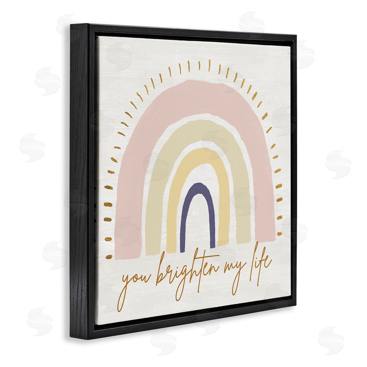 Kali Wilson You Brighten My Life Phrase Soft Neutral Rainbow Black Floating Frame Canvas Wall Art Print