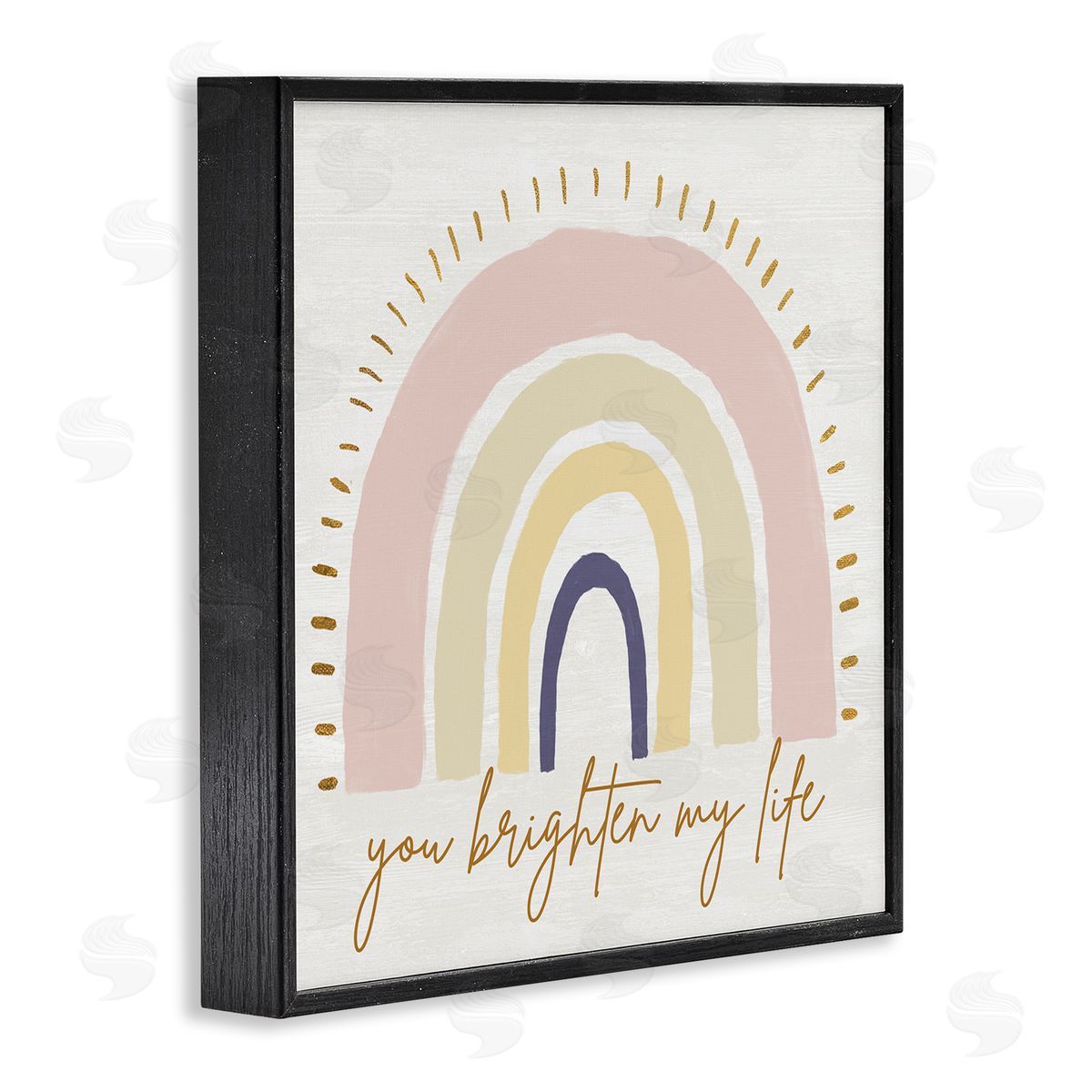 Kali Wilson You Brighten My Life Phrase Soft Neutral Rainbow Black Framed Glicee Wall Art Print