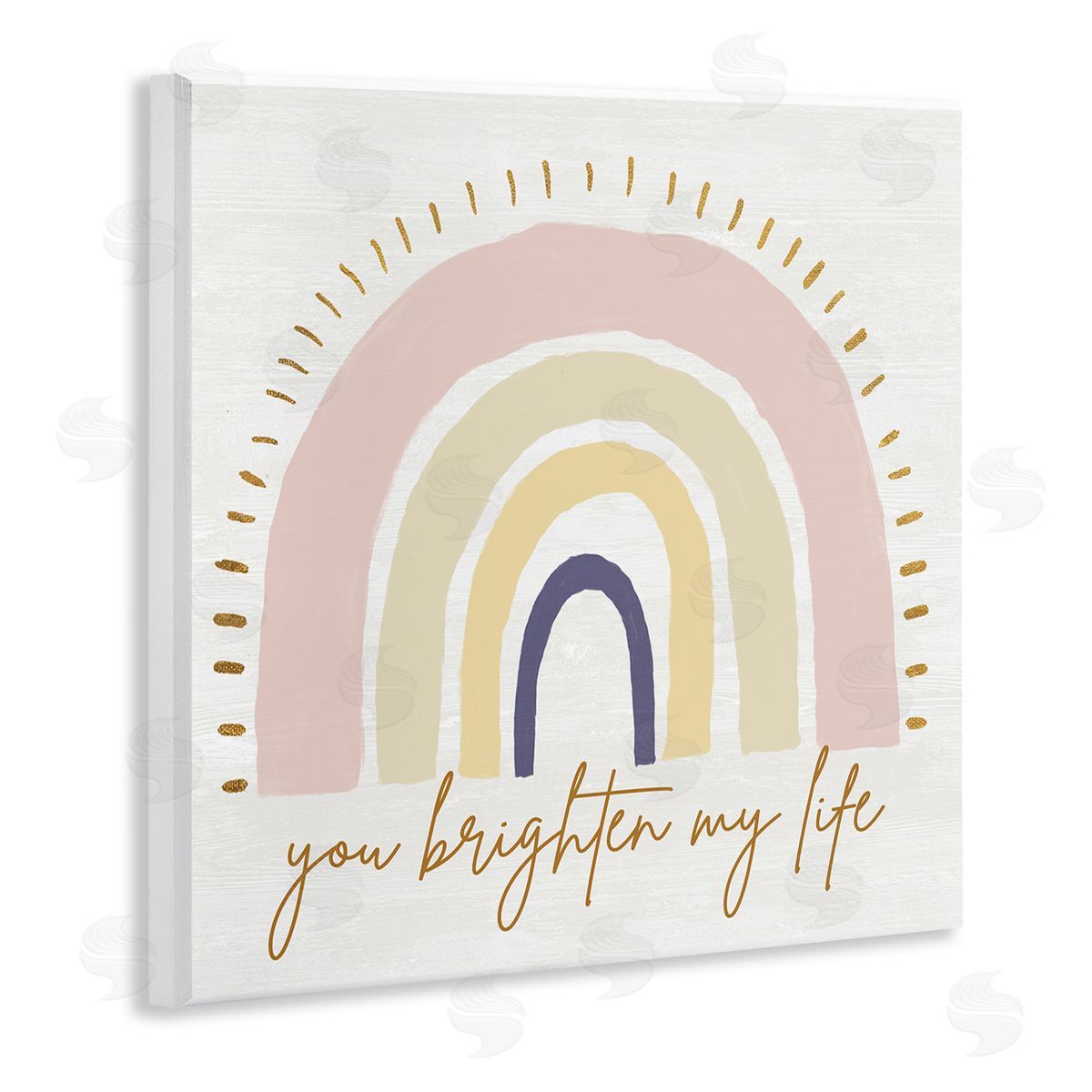 Kali Wilson You Brighten My Life Phrase Soft Neutral Rainbow Wooden Wall Plaque Art Print
