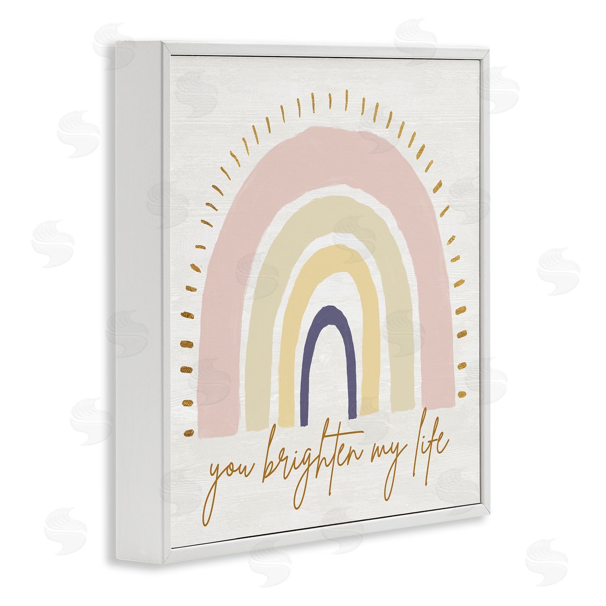 Kali Wilson You Brighten My Life Phrase Soft Neutral Rainbow White Framed Glicee Wall Art Print