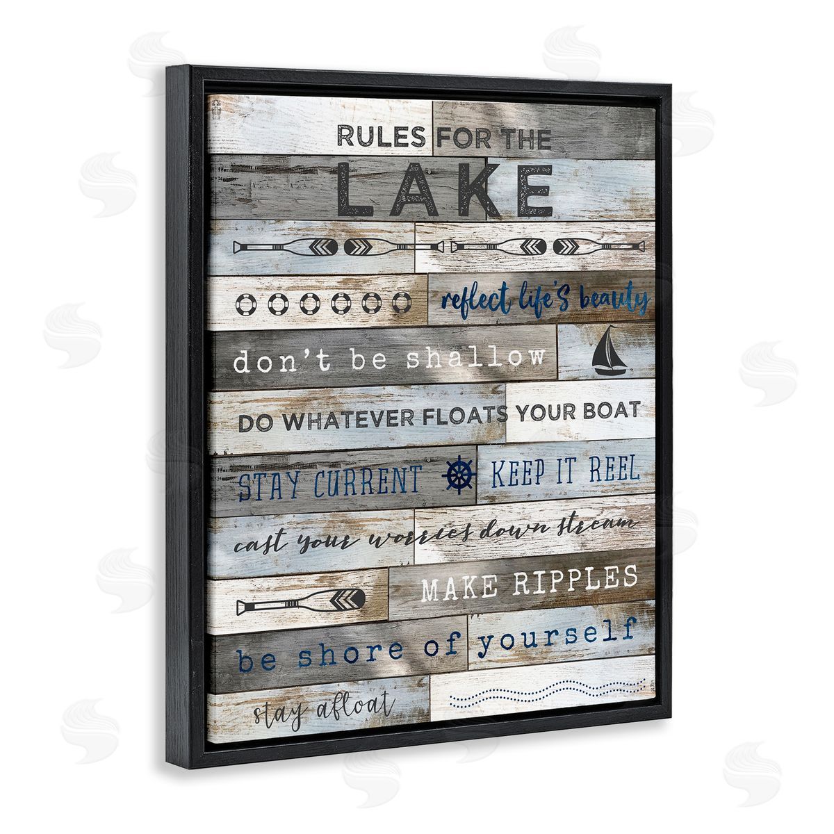 Advice From the Lake List Black Floating Frame Canvas Wall Art, Home Decor by Natalie Carpentieri